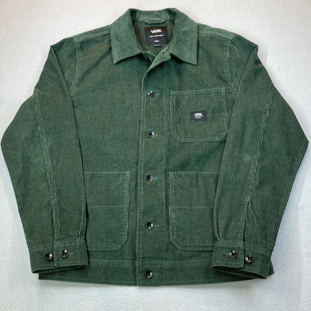 Vans Drill Chore Coat Mens Small Green Corduroy Jacket Button Up Workwear